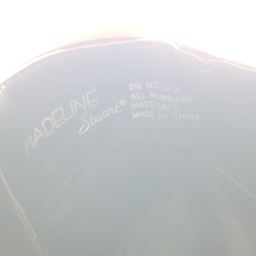 Madeline Stuart black suede heels ankle booties rhinestone strap women's size 8 - Picture 9 of 9